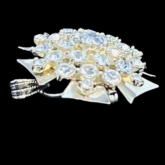 Vintage Clear Rhinestone Maltese Cross Brooch/Pendant (4622) - Picture 2 of 4